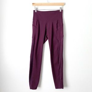 Old Navy Go Dry Maroon Stretchy Side Pockets Workout Leggings Medium